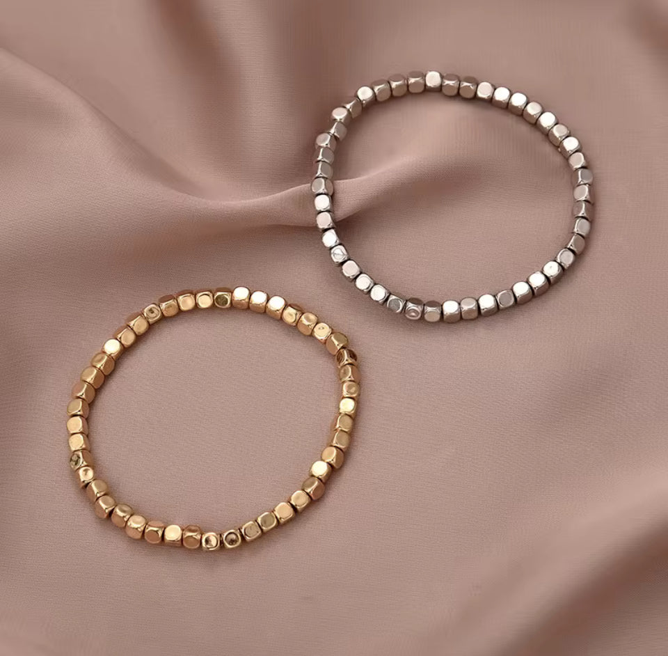 Cube Bracelet – Elastic | Gold or Silver